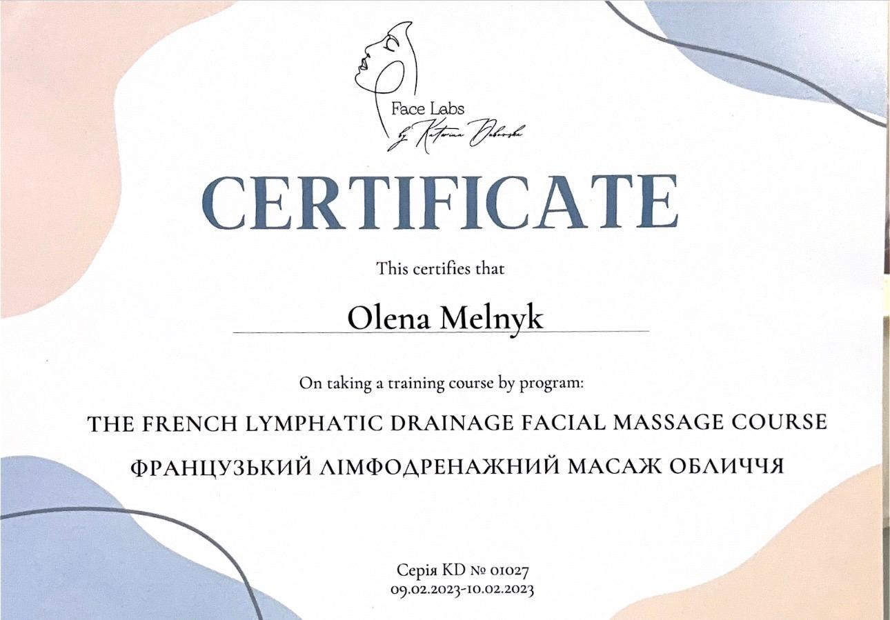 Сертифікат Мельник Олена Вікторівна — 2